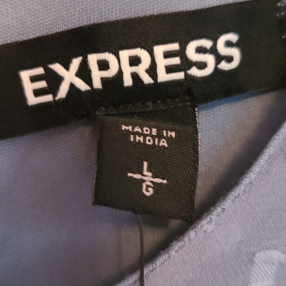 NWT-Express Blue‎ Clip Dot Tiered Smocked Waist Dress - Picture 7 of 7